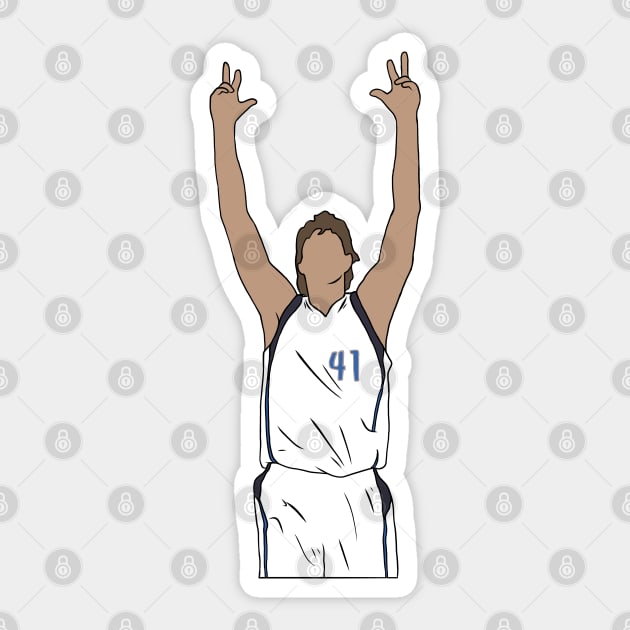 Dirk Nowitzki Three Pointer Celebration Sticker by rattraptees